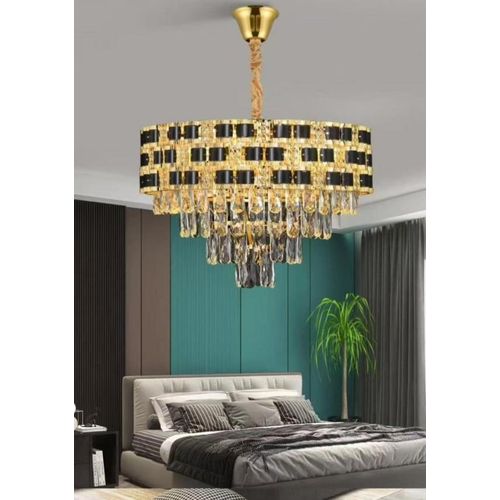 product_image_name-Generic-Luxe Art Deco Tiered Crystal Chandelier – Gold & Obsidian Black 600mm-1