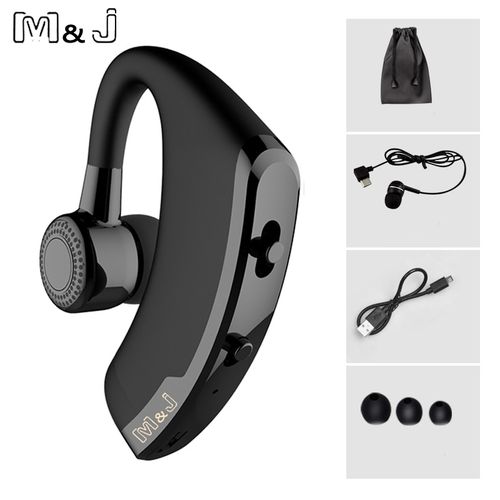 M&amp;J V9 Handsfree Business Wireless Bluetooth Headset With Mic Voice Control Headphone For Drive Connect With 2 Phone HAOKAI