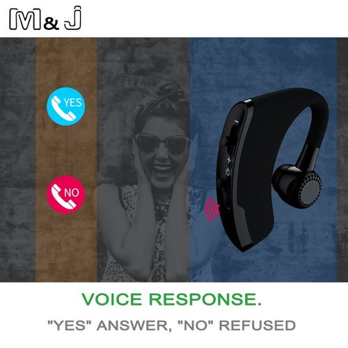 M&amp;J V9 Handsfree Business Wireless Bluetooth Headset With Mic Voice Control Headphone For Drive Connect With 2 Phone HAOKAI