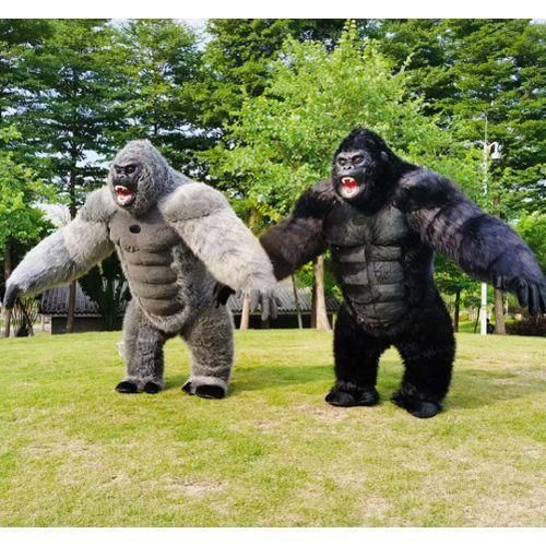 product_image_name-Generic-2PCS BLACK/GRAY Giant Inflatable Gorilla Costume - Premium Chub Suit-1