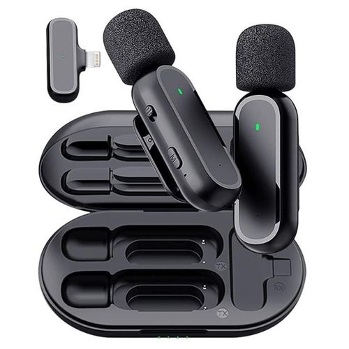 product_image_name-Generic-K61 Double Wireless Microphone With Noise Cancellation For iPhone With Charging Case -1