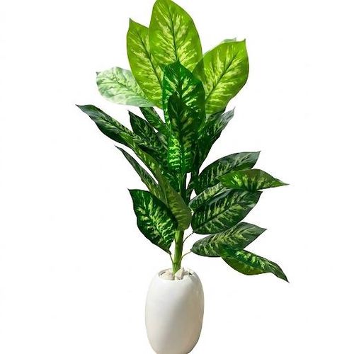 Generic Faux Dieffenbachia (Dumb Cane) Artificial Flower Planter With Flower