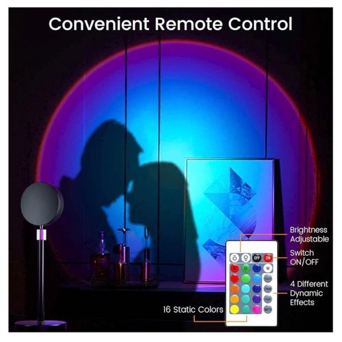 product_image_name-Generic-Rechargeable Sunset Lamp Projector with Remote & 16 Color Lighting Effects - Upgrade Your Room Ambience-3