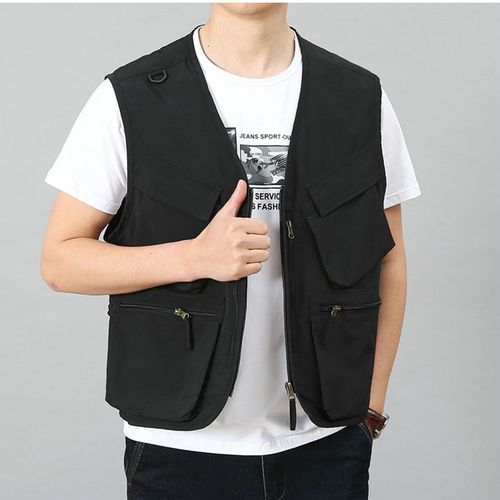 Fashion Men's Photography Vest Jacket With Pockets Male Climb Hiding Hunting  Fishing Hiking Outdoor Quick Dry Waistcoat Black 8570