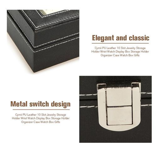 product_image_name-Fashion-10 Slot PU Leather Jewelry Wrist Watch Display Box Storage-5