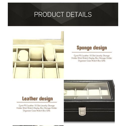 product_image_name-Fashion-10 Slot PU Leather Jewelry Wrist Watch Display Box Storage-6