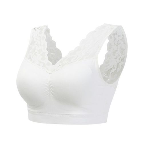 Fashion Bras For Women Underwear Plus Size Bra M L XL XXL Brassiere  Wireless Bralette Push Up Lace Bra With Pad Vest Top White