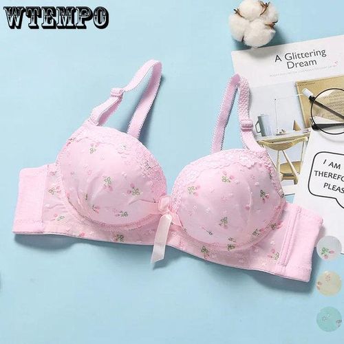 Generic Kawaii Bra Set For Women Floral Sexy Gathering Bra Teen Girl  Underwear Lingerie Set Lace Embroidery Lingerie Sweat Bralette