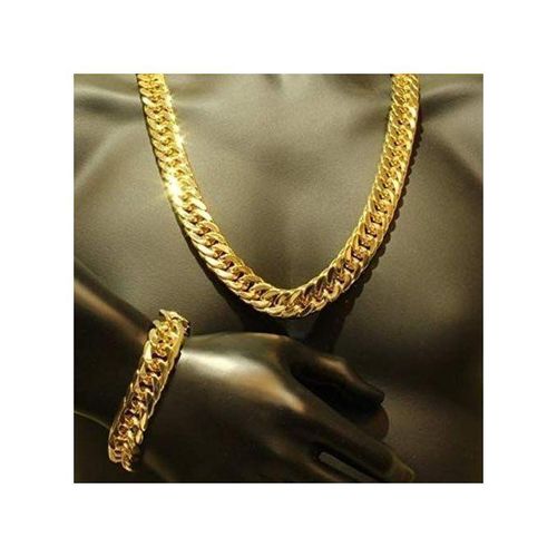 product_image_name-Fashion-Men Gold Color Chain And Bracelet-1