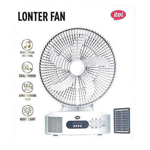 product_image_name-itel-12 Inches AC/DC Solar Rechargeable Fan With Panel & 2 Bulbs-1