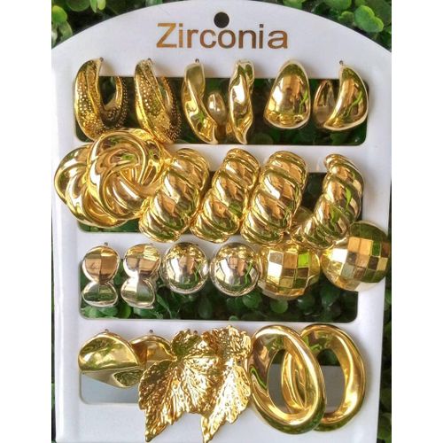 product_image_name-Fashion-12 pieces Gold Hoop Earrings Set for Women, Trendy Hoop Earrings, Birthday Party Earrings Set-1