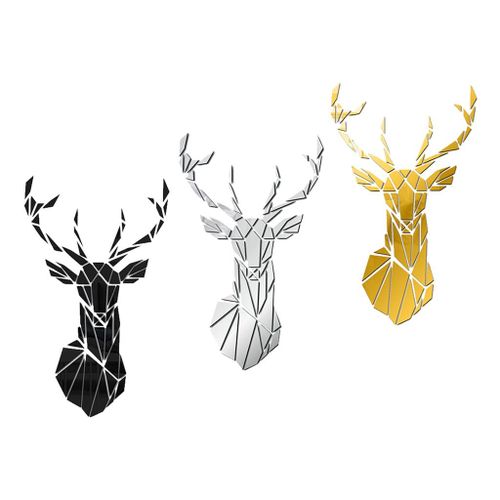 Generic Mirror Deer Head Acrylic Wall Sticker Decal Removable