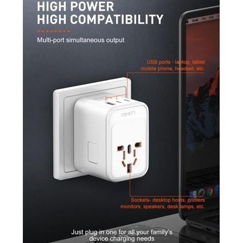 product_image_name-Ldnio-Z6 3 USB Ports 65W GaN Travel Adapter-6