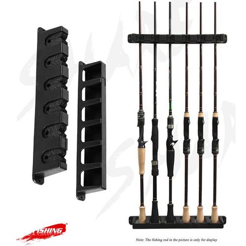 Generic As Fishing Vertical 6-Rod Rack Fishing Pole Holder Wall