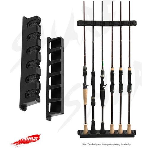 Generic As Fishing Vertical 6-Rod Rack Fishing Pole Holder Wall Mount  Modular Fishing Pole Bracket Display Stand Organizer Support