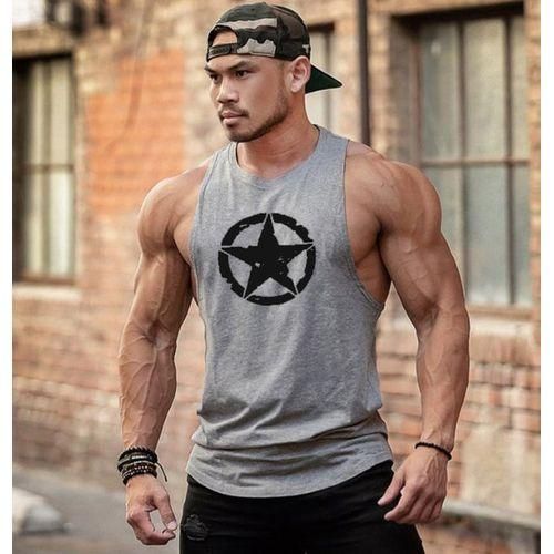 Generic Gym Deltoid New Fashion Cotton Sleeveless Shirts Tank Top Men Fitness Shirt Singlet Bodybuilding Workout Gym Vest Fitness Menblack Star Gray SHA Jumia Nigeria
