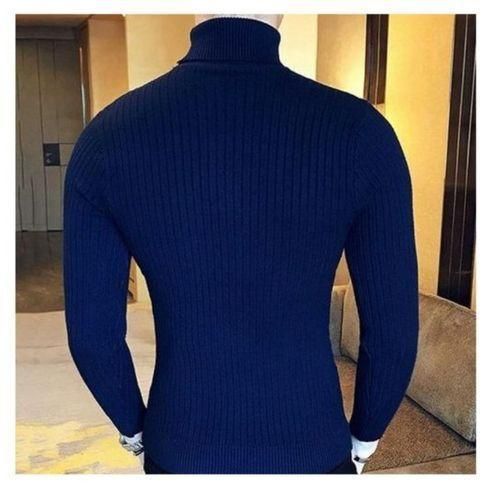 Fashion Men/Women Turtle Neck Top/ Cooperate Navy Blue - image 2