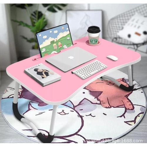 Genetic Portable Foldable Laptop Desk Table with Tablet Holder and Cup Holder – Multifunctional Bedside Study Table