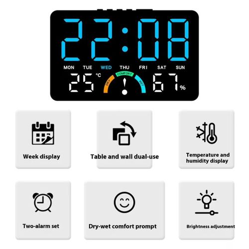 Generic Small Digital Clock with Integrated Hygrometer Th-ermometers,LED Wall Clock Display - image 5
