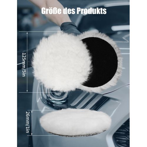 Generic Self-Adhesive Wool Polishing Pads, 5-inch Buffing Pads with Hook & Loop Backing for Car Polisher - image 8