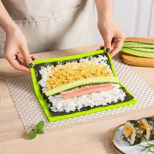 Generic Beginner-friendly Sushi Mat Premium Non-stick Silicone Sushi  Rolling Grass Green