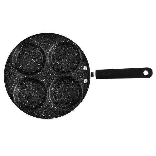 2/4 Hole Frying Pot Thickened Omelet Pan Black Non-stick Egg Steak Ham  Pancake Wooden Handle Kitchen Cooking Breakfast Maker