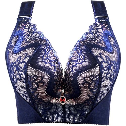 Fashion Plus Size Y Bra 34-46 C D Embroidery Lace Bras Women Gathered Te  For Big Breast Brassiere Female Top