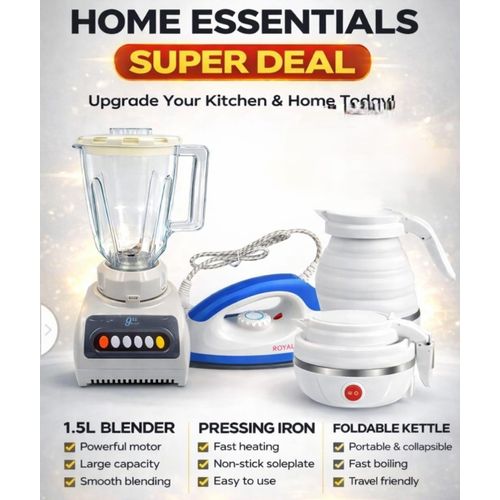 Generic Economy Home Appliances Bundle-Blender,Iron and Jug-3Items