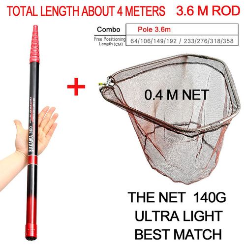 Ultralight Fishing Net Carbon Triangle Foldable Telescopic Pole