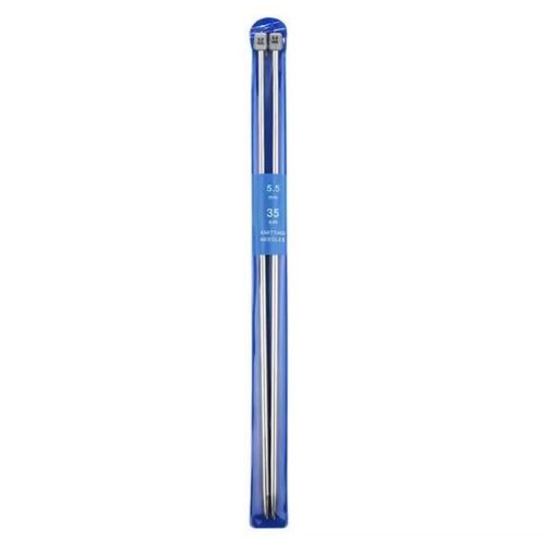 Generic One Pair 35cm Straight Knitting Needles Stainless Steel  Knitting Tools-Size 5.5mm