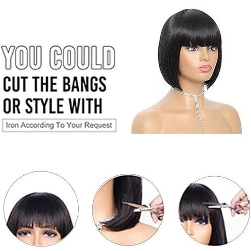 product_image_name-SXCHEN-Women's Short Straight Black Hair With Bangs Heat-Resistant Daily Natural-4