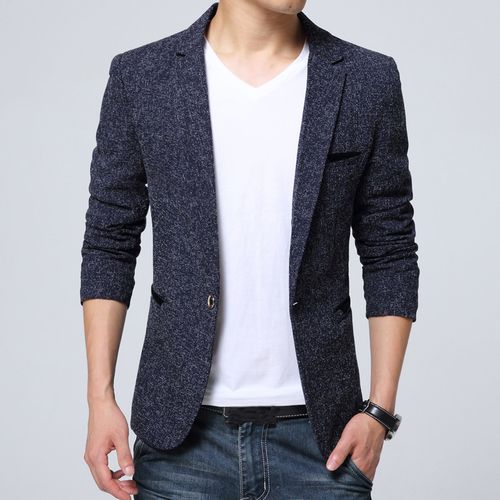 Fashion Men's Suit Jacket Man Business Casual Men One Button Blazer ...