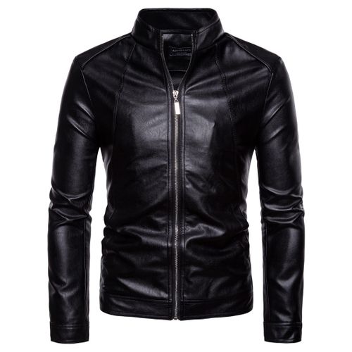 Fashion Men's Locomotive Leather Jacket PU Leather Jacket Plus Size ...