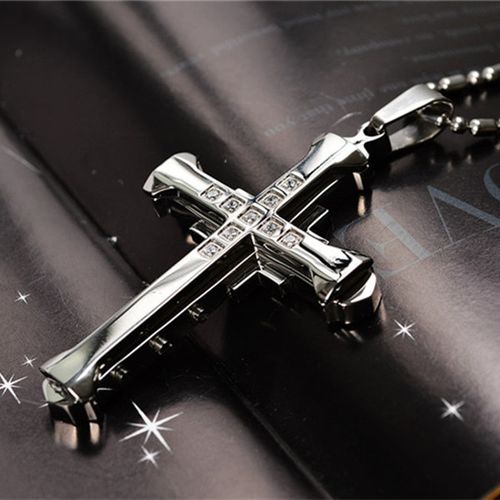 Fashion New Male Crystal Cross Pendant Zirconia Cross Pendant