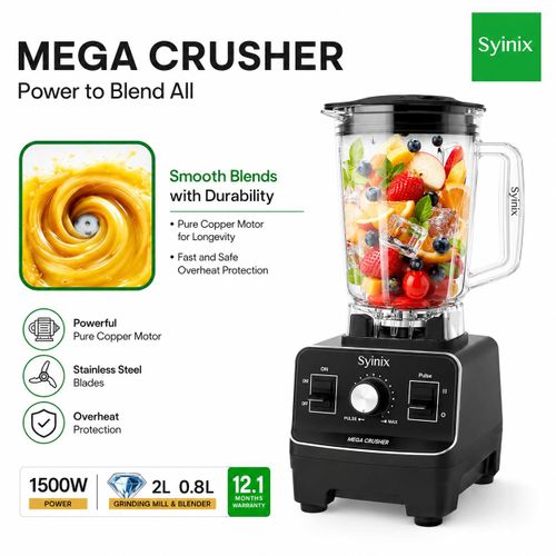 Generic 1500W Multifunction Blender & Grinder - Mega Crusher Blender