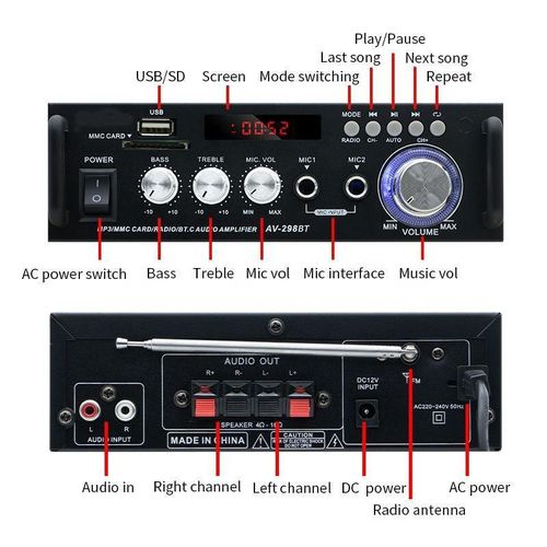Generic Power Amplifier With Bluebooth Home Professional HIFI Audio Stereo Amplifier - image 6