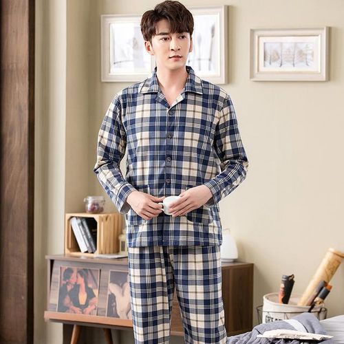 Generic New Autumn Men Pajamas Full Cotton Bedgown Sleepwear