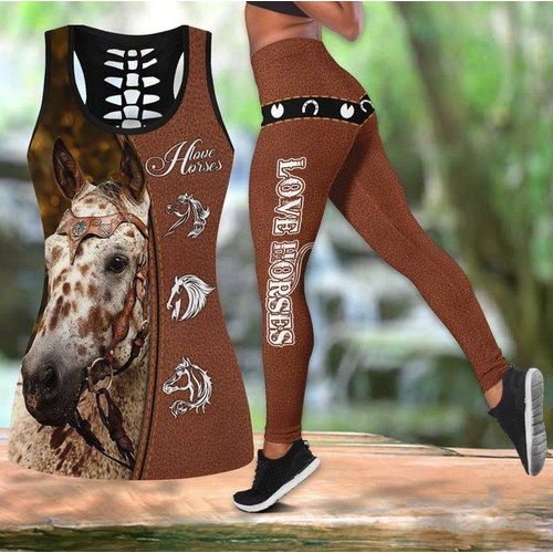 Generic Love Horse Combo Leggings And Tank Print Yoga Set Sleeveless Vest  Summer Outfits For Women 2023 Plus Size Xs-8xl