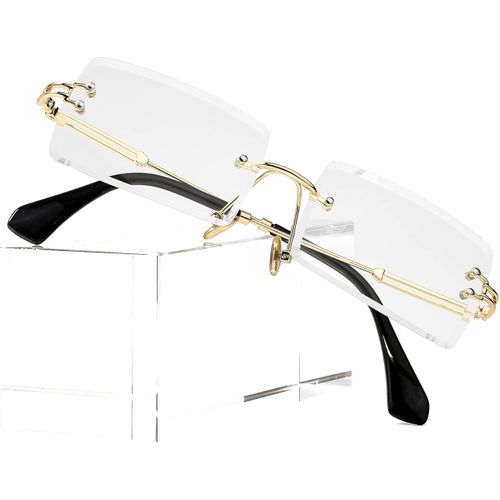 product_image_name-Generic-Quality Unisex Square Cut Diamond Rimless Transparent Sunglasses-1