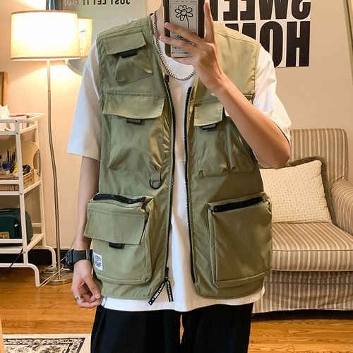 Generic Japan Style Vest Jacket Militay Big Pockets Vest Mens Jackets  Sleeveless Jacket