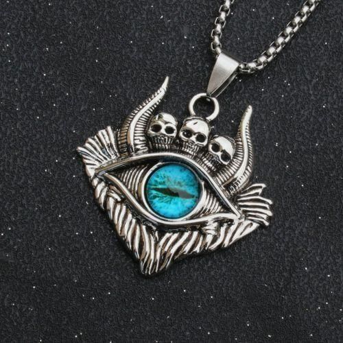 Fashion Vintage Devil s Eye Titanium Steel Necklace Men s Punk Chain Jewelry B Blue Jumia Nigeria