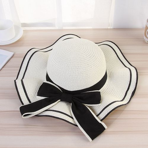 Fashion (XXL) YOYOCORN Woman Panama Summer Ruffled Hat Lady Handmade Hat  Straw Hat Sun Hat Big Sun Cap Tourism Spring And Autumn