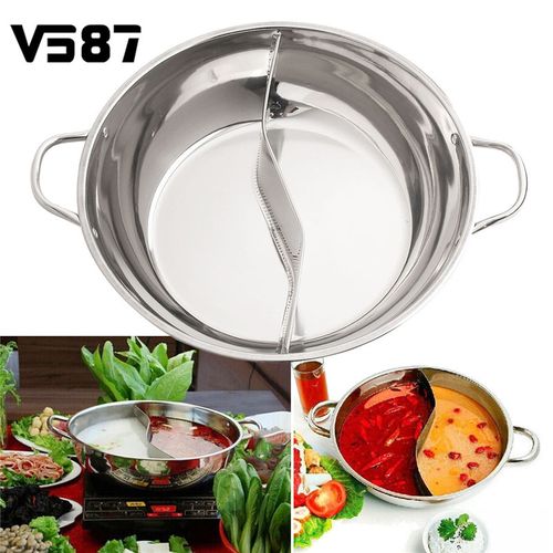 Stainless Steel Pot Hotpot Induction Cooker Gas Stove Compatible Pot Home Kitchen  Cookware Soup Cooking Pot Twin Divided