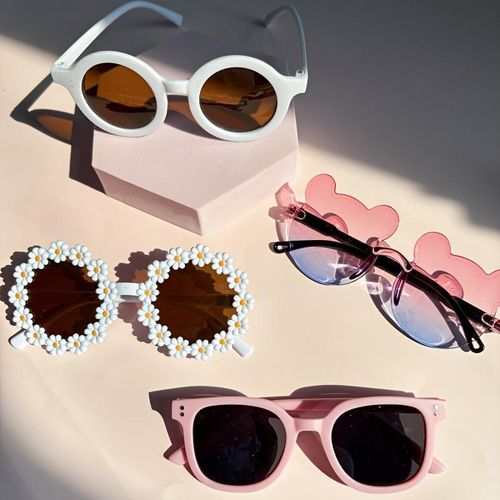 product_image_name-Generic-Set of 4 Stylish Glasses Featuring Adorable Cartoon Designs Like a Little Daisy, Kittens, And Both Round And Square Frames, Perfect for Photography And Everyday Wear, Ideal for Accessorizing.-1