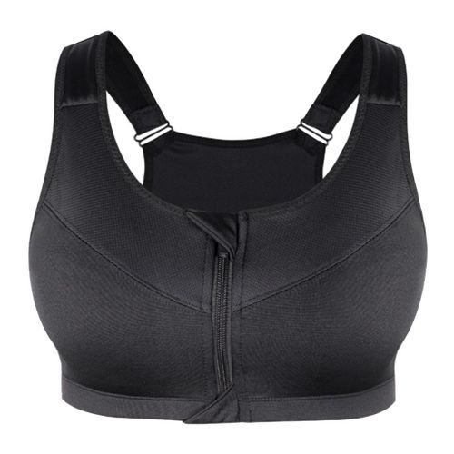 Generic Women Zipper Push Up Sports Bras Running Vest Gym Workout Black XL