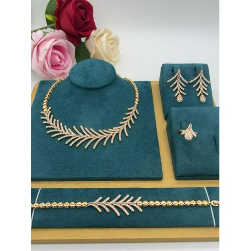 product_image_name-Longchain-Unique Sophisticated Premium Diamond Iced Bracelet/Ear-ring/Ring & Necklace Set-1