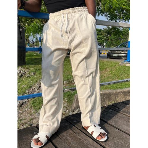 Fashion Men linen plain trouser