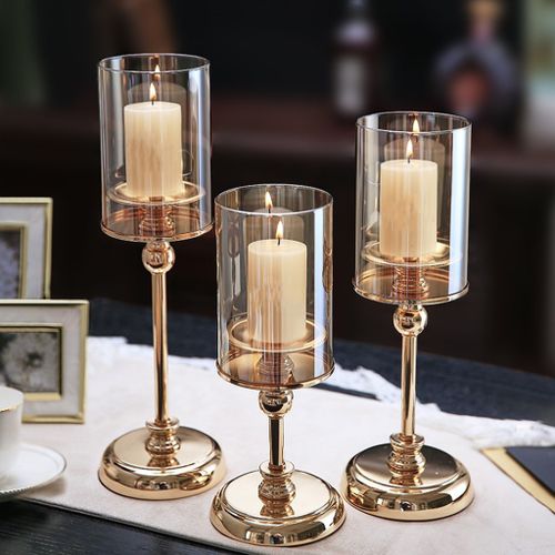 Generic Glass Candle Stand Metal Candlestick Dining Centerpiece