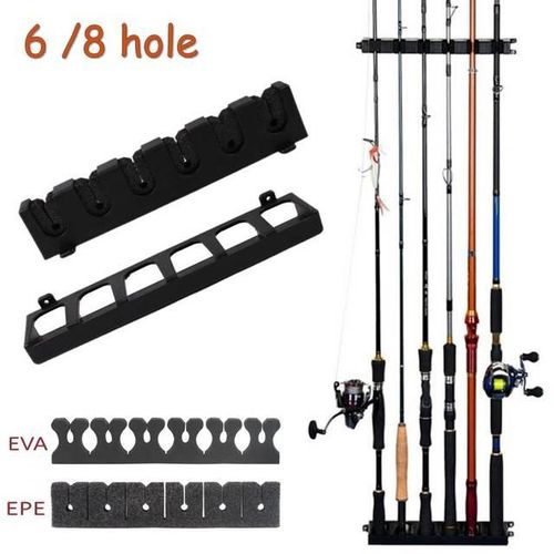 Generic Fishing Rod Holders 6-Rod Rack Vertical Pole Holder Wall