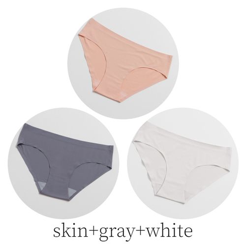 Generic Seamless Women's Panties Cozy Lingerie Hot Sale Solid Underwear  Sports Breathable Briefs Silk Satin Underpants Girls Panty(#Set 15)